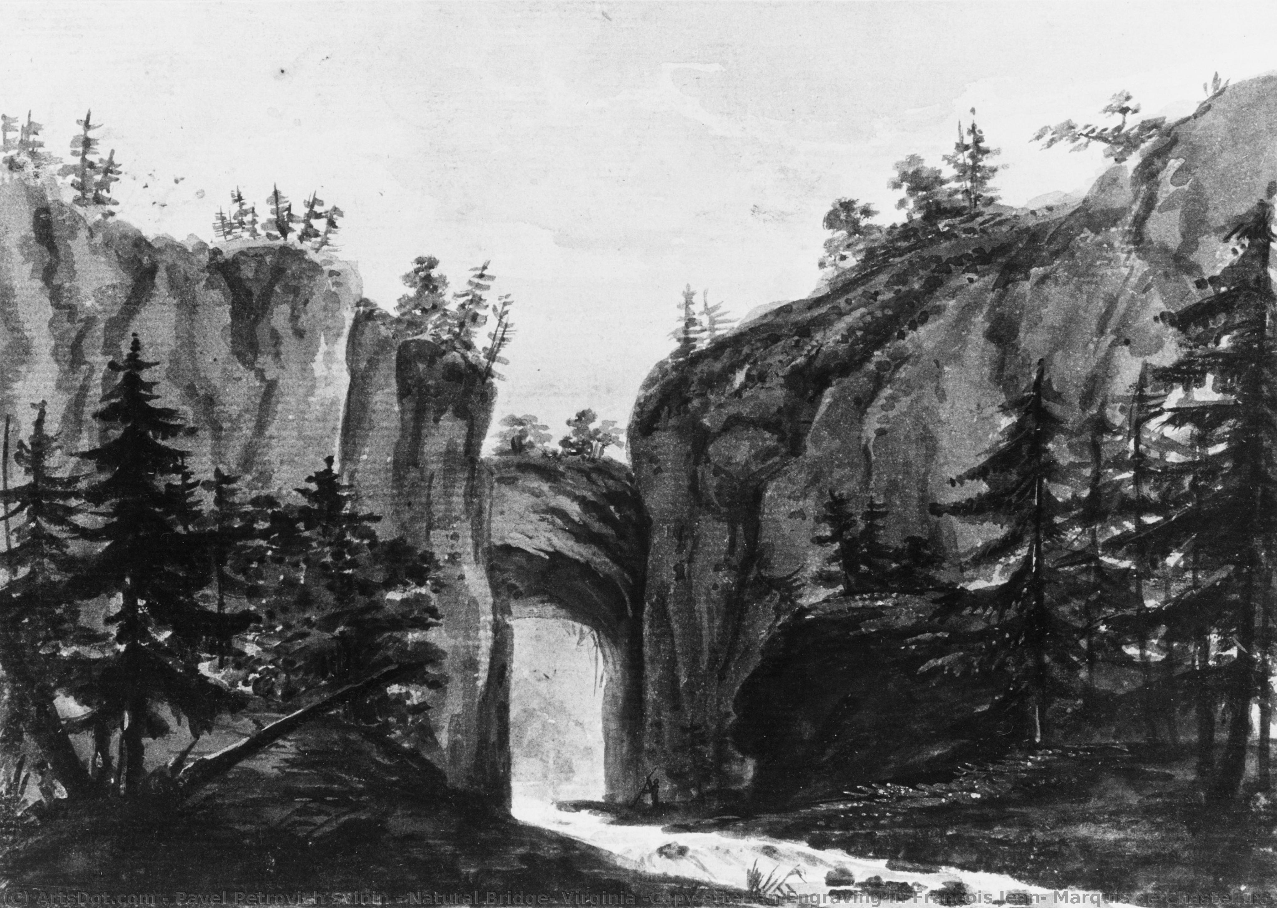 Natural Bridge, Virginia (copy After An Engraving In François Jean, Marquis De Chastellux, Travels In North America, 1787) — Pavel Petrovič Svinin