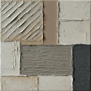 Interlocking Charcoal Planes And Sculptural Earth Tones — David Moreau, Plaster & Texture Art