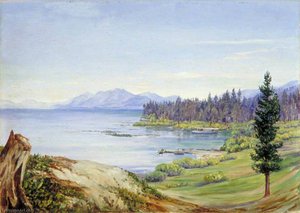Un'altra Vista Del Lago Tahoe E Delle Montagne Della Nevada, California — Marianne North, Paesaggio Romantico Vittoriano