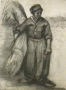 Peasant Woman, Carrying A Sheaf Of Grain — Vincent Van Gogh, Post-impressionism