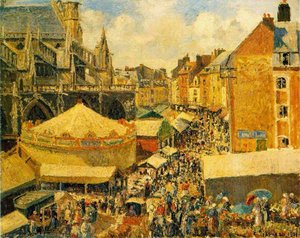 The Fair At Dieppe. Sunny Morning. (la Foire Ó Dieppe. Matin, Soleil) — Pissarro, Impressionism