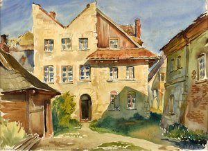 Kazimierz Dolny - A Backyard By The Small Market — Wacław Ujejski, Contemporary Realism