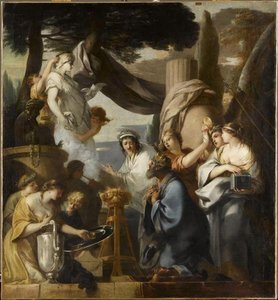 Salomon Sacrifiant Aux Idoles — 세바스티앙 부르동, Baroque Painting