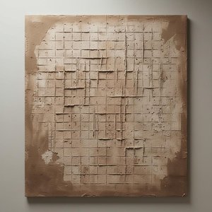 Eroded Monolith: A Meditative Study In Ochre And Ancient Sedimentary Relief — David Moreau, Plaster & Texture Art
