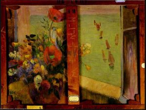Bouquet Of Flowers With A Window Open To The Sea (reverse Of Hay-making In Brittany) — ग्यूगन, Post-impressionism