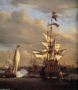 The ''Gouden Leeuw'' before Amsterdam (detail)