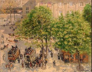 Place Du Theatre Francais — Camille Pissarro, Impressionism