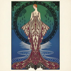 Lunar Halo And Cascading Teal Feathers — Valentin Laurent De Courcey, Art Deco