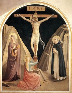 Crucifixion With The Virgin, Mary Magdalene And St Dominic (cell 25) — Fra Angelico, Early Renaissance