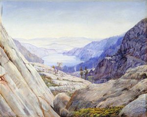 Vue Du Lac Donner, Sierra Nevada — Marianne North, Peinture Botanique Victorienne