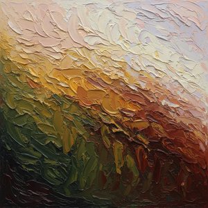 Ethereal Strata Of Ochre And Lavender In A Monumental Impasto Landscape — David Moreau, Plaster & Texture Art