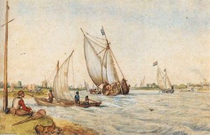 River Landscape — Hendryk Avercamp, Dutch Golden Age Painting
