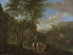 Landscape With The Judgement Of Paris — Cornelis Van Poelenburgh