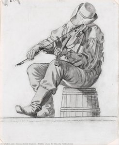 Fiddler (study For The Jolly Flatboatmen) — George Caleb Bingham, American Realism