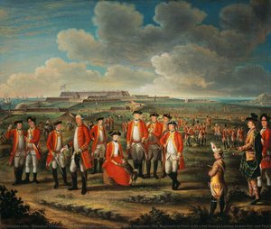 Lady Louisa Lennox With Her Husband’s Regiment, 25th Regiment Of Foot (with Lord George Lennox Beside Her, And Fort St Philip, Port Mahon, In The Background) — Giuseppe Chiesa