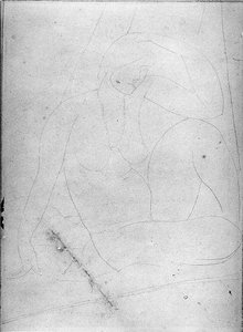 Seated Nude With Propped-up Arm — Amedeo Modigliani, Cubist-influenced Modern
