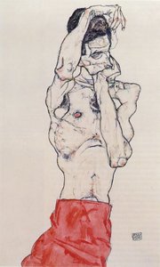 Nudo Masculino De Pie Con Loincloth Rojo — Egon Schiele
