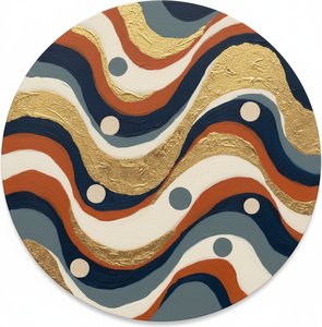 Celestial Resonance: A Meditative Symphony Of Gilded Waves And Deep Oceanic Tones — Laurent Fabre, Neo-abstract Art (modern Abstract Compositions)