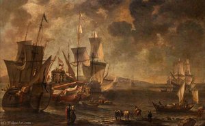 Shipping In A Haven — Hendrik Van Minderhout