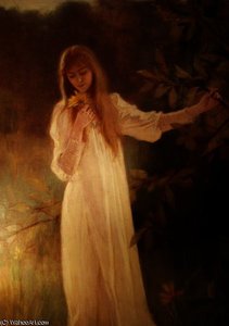 Jeune Femme Tenant Des Fleurs — Albert Lynch