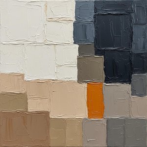 Monolithic Fragments In Earth And Ochre With A Singular Radiant Ember — Laurent Fabre, Neo-abstract Art