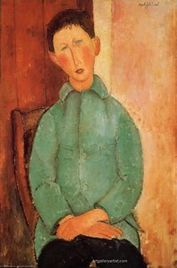 Boy In A Blue Shirt — ამოდეო მოდილიანი, Expressionist Portrait