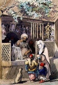 Turkish Figures At A Sweetmeat Stall — Amadeo Preziosi