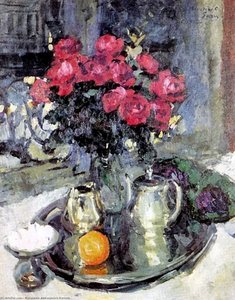Roses And Violets — Konstantin Aleksejevitsj Korovin, Impressionism