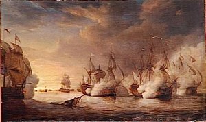 COMBAT DU VAISSEAU L'INTREPIDE CONTRE PLUSIEURS VAISSEAUX ANGLAIS.17 OCTOBRE 1747