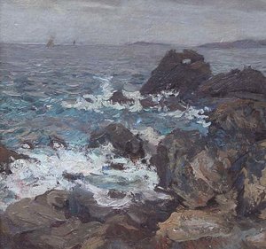 Distant Sailing Boats Off Clodgy Point — Richard Hayley Lever