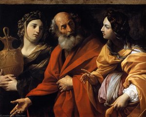 Loth And Her Daughters Fleeing Sodome — Guido Reni, Baroque