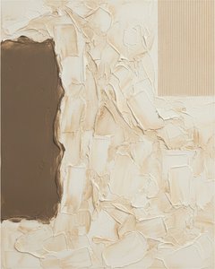 Umber Shadows Over Sculptural Cream Relief — David Moreau, Plaster & Texture Art
