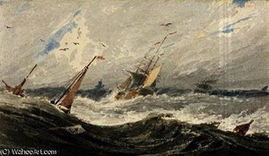 Boats On A Stormy Sea — Francois Louis Thomas Francia