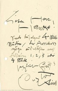 Note By Gustav Klimt To The Secretary Of The Secession Franz Hancke — Gustav Klimt, Vienna Secession