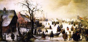 Winter Landscape With A Frozen Watercourse — Hendrik Avercamp