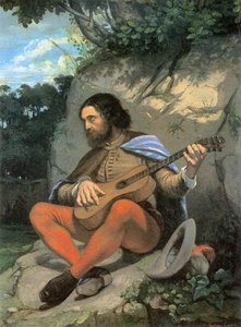 Joven Hombre En Paisaje (el Guitarrero) — Gustave Courbet