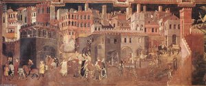 Effects Of Good Government On The City Life (detail) — Ambroggio Lorenzetti, Contemporary Realism