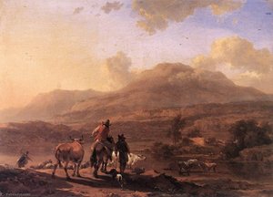 Italian Landscape At Sunset — Nicolaes Pietersz Berchem, Dutch Golden Age Pastoralism