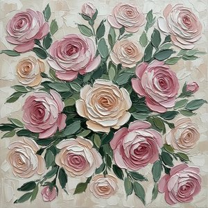 Ethereal Bloom In Relief: A Monumental Study Of Sculptural Rose Impasto — Christian Noiret, Contemporary Abstract