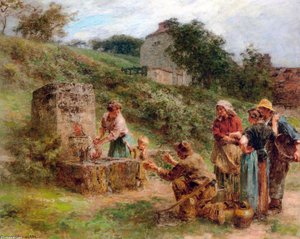 A La Fontaine 1 — Léon Augustin L'hermitte, Realism