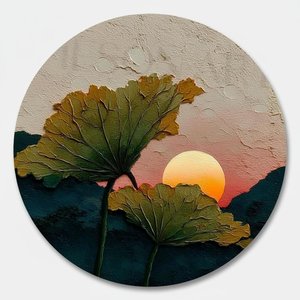 Primordial Radiance: A Singular Impasto Tondo Of Earthy Shadows And Amber Light — David Moreau, Plaster & Texture Art