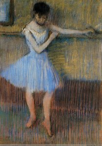Dancer In Blue At The Barre — Edgar Degas