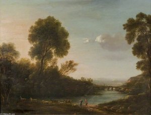 River With Bridge — John Warwick Smith