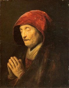 Old Woman In Prayer — Rembrandt Van Rijn, Baroque