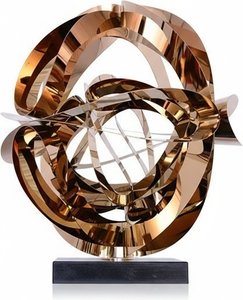Elegant Rose Gold Stainless Steel Sculpture - Modern Abstract Art Piece For Living Room Decor (60x60x65cm)