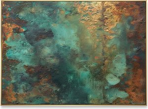 Ethereal Depths Of Oxidized Gold And Submerged Teal In Monumental Abstract Form — Christian Noiret, Contemporary Abstract