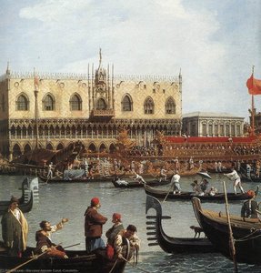 Return Of The Bucentoro To The Molo On Ascension Day (detail) — Каналетто