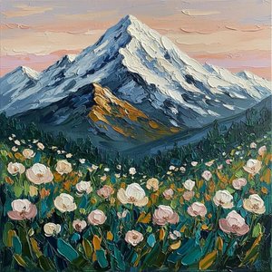 Eternal Peak In Golden Light: A Monumental Impasto Study Of Alpine Serenity — Christian Noiret, Contemporary Abstract