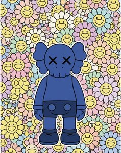 Azure Sentinel Amidst A Serene Mosaic Of Infinite Pastel Blooms — Laurent Charpentier, Pop Art