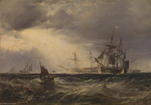 Dutch East Indiamen Weighing Their Anchors